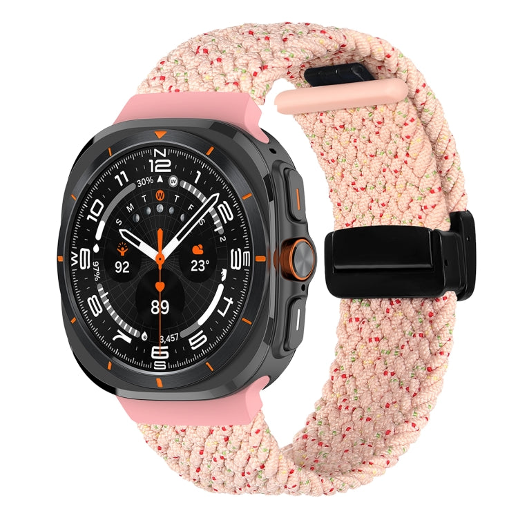 For Samsung Galaxy Watch Ultra 47mm Fold Magnetic Buckle Braided Watch Band(Starlight Pink) - Watch Bands by PMC Jewellery | Online Shopping South Africa | PMC Jewellery | Buy Now Pay Later Mobicred