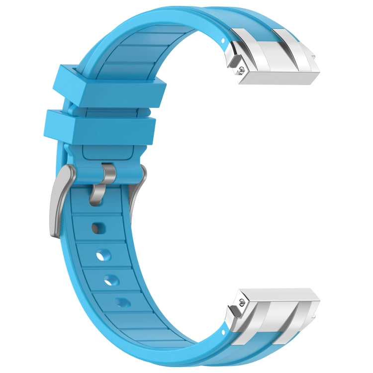 For Amazfit Bip3 20mm Quick Release Silver Buckle Royal Silicone Watch Band(Sky Blue) - free shipping - PMC TechLife - Order now!