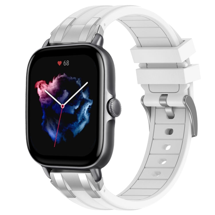 For Amazfit GTS 3 20mm Quick Release Silver Buckle Royal Silicone Watch Band(White) - free shipping - PMC TechLife - Order now!