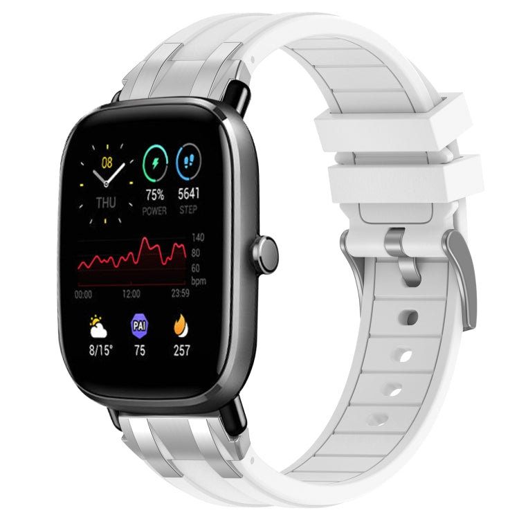 For Amazfit GTS 2 Mini 20mm Quick Release Silver Buckle Royal Silicone Watch Band(White) - free shipping - PMC TechLife - Order now!