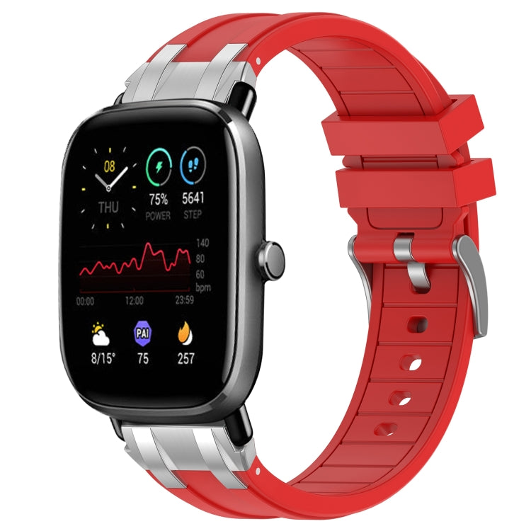 For Amazfit GTS 2 Mini 20mm Quick Release Silver Buckle Royal Silicone Watch Band(Red) - free shipping - PMC TechLife - Order now!
