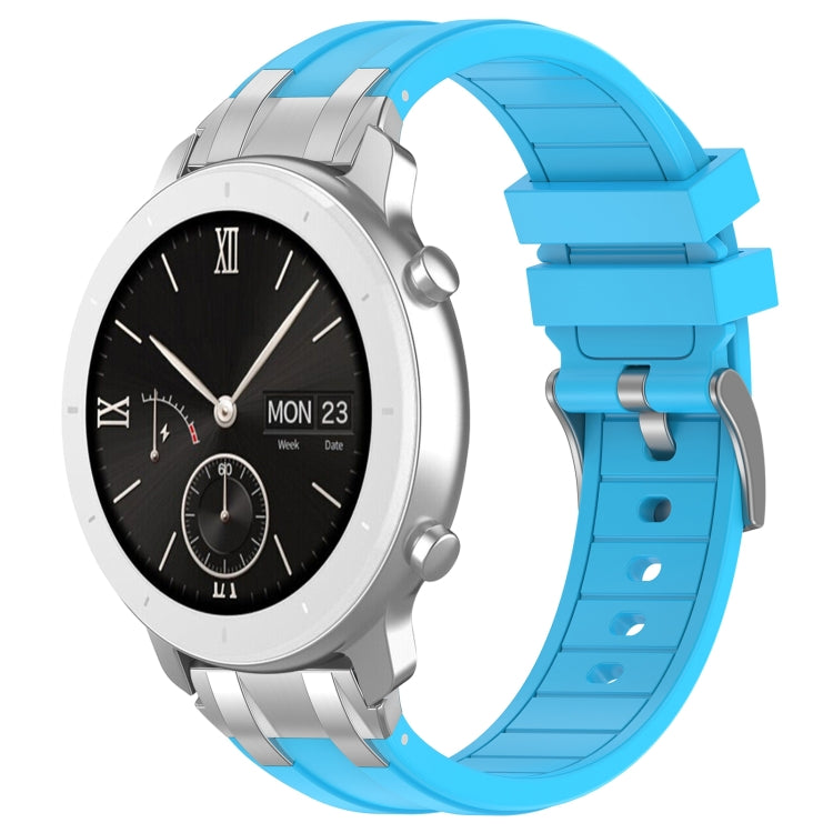 For Amazfit Pop 20mm Quick Release Silver Buckle Royal Silicone Watch Band(Sky Blue) - free shipping - PMC TechLife - Order now!