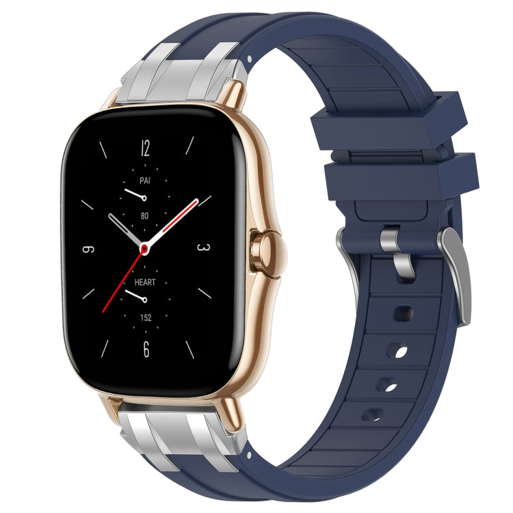 For Amazfit GTS 2 20mm Quick Release Silver Buckle Royal Silicone Watch Band(Navy Blue) - free shipping - PMC TechLife - Order now!