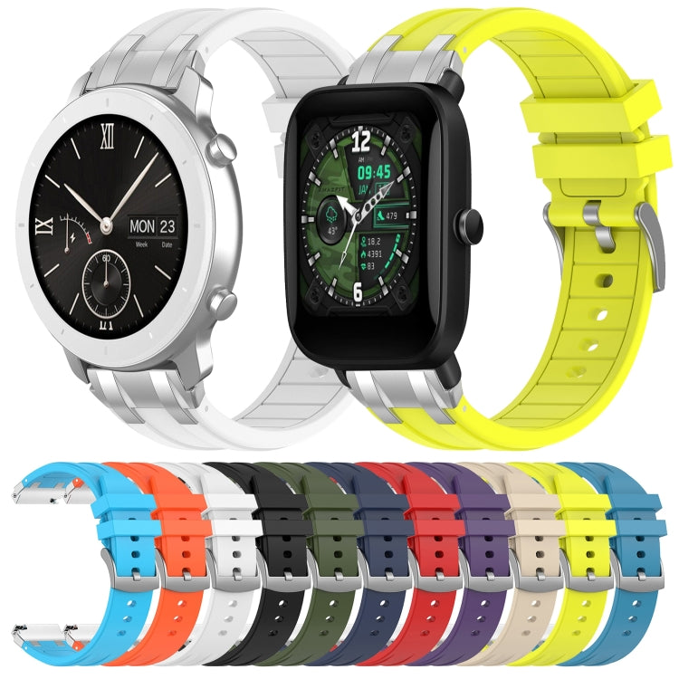 For Amazfit GTS4 Mini 20mm Quick Release Silver Buckle Royal Silicone Watch Band(White) - free shipping - PMC TechLife - Order now!