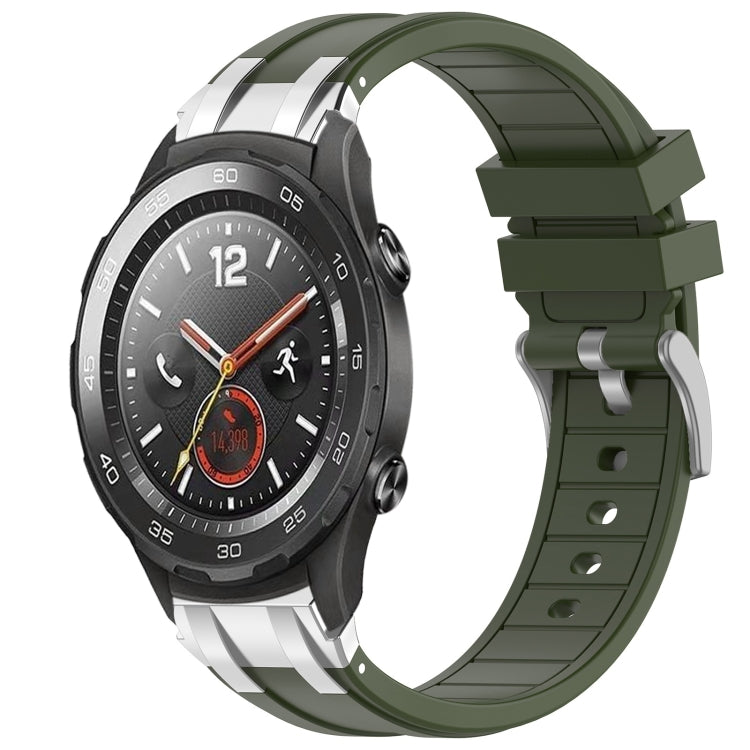 For Huawei Watch 2 20mm Quick Release Silver Buckle Royal Silicone Watch Band(Olive Green) - free shipping - PMC TechLife - Order now!