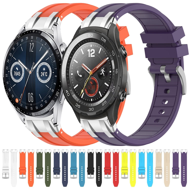 For Huawei Watch 2 20mm Quick Release Silver Buckle Royal Silicone Watch Band(Orange) - free shipping - PMC TechLife - Order now!