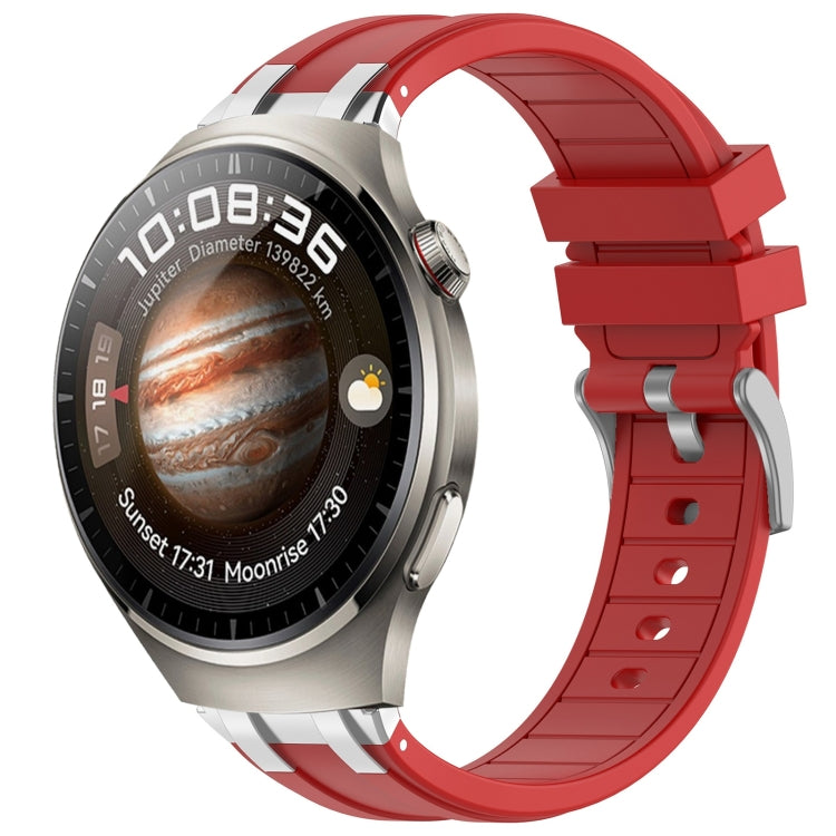 For Huawei Watch 4 22mm Quick Release Silver Buckle Royal Silicone Watch Band(Red) - free shipping - PMC TechLife - Order now!