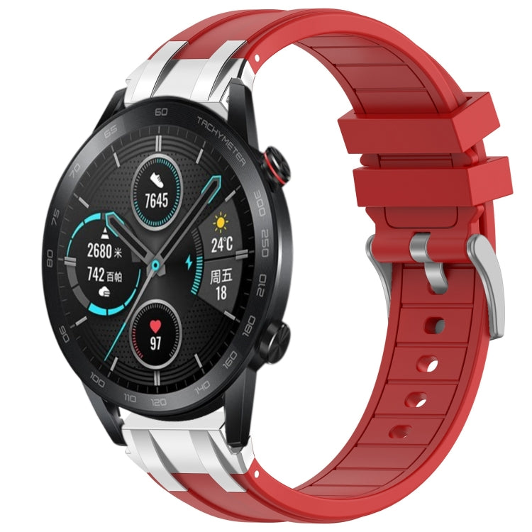 For Honor Magic Watch 2 46mm 22mm Quick Release Silver Buckle Royal Silicone Watch Band(Red) - free shipping - PMC TechLife - Order now!