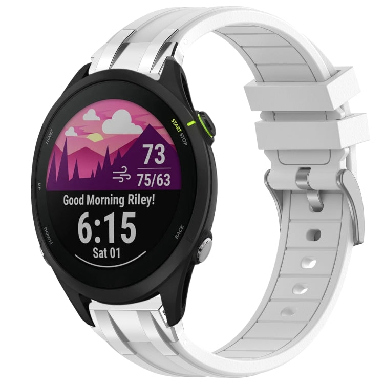For Garmin Forerunner 255 Music 22mm Quick Release Silver Buckle Royal Silicone Watch Band(White) - free shipping - PMC TechLife - Order now!