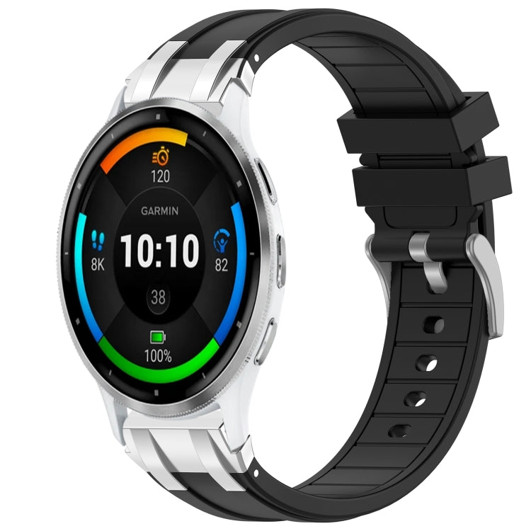 For Garmin Venu 3 22mm Quick Release Silver Buckle Royal Silicone Watch Band(Black) - free shipping - PMC TechLife - Order now!
