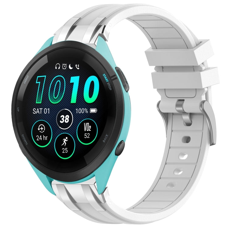 For Garmin Forerunner 265 22mm Quick Release Silver Buckle Royal Silicone Watch Band(White) - free shipping - PMC TechLife - Order now!