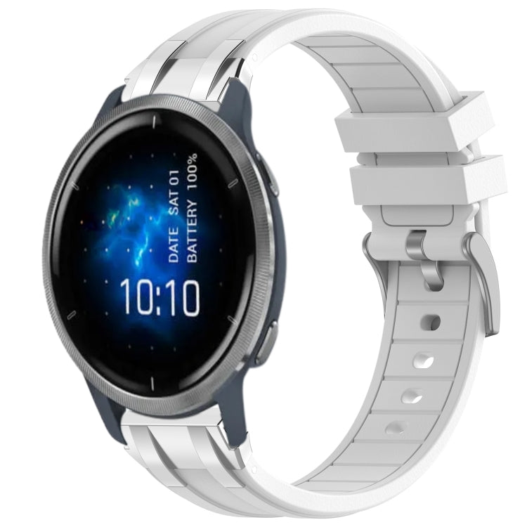 For Garmin Venu 2 22mm Quick Release Silver Buckle Royal Silicone Watch Band(White) - free shipping - PMC TechLife - Order now!