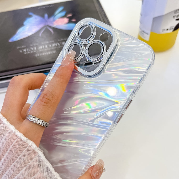 For iPhone 16 Pro Max Plating Glitter Texture Chain Wristband TPU Phone Case with Lens Film(White Water Ripples) - iPhone 16 Pro Max Cases by PMC Jewellery | Online Shopping South Africa | PMC Jewellery | Buy Now Pay Later Mobicred