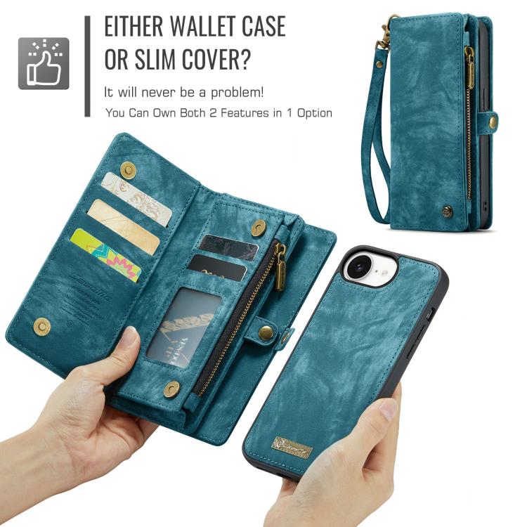 For iPhone 16e CaseMe 008 Detachable Multifunctional Leather Phone Case(Blue) - free shipping - PMC TechLife - Order now!