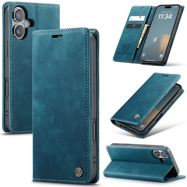 For iPhone 16 Plus CaseMe 013 Multifunctional Horizontal Flip Leather Phone Case(Blue) - free shipping - PMC Jewellery - Order now!