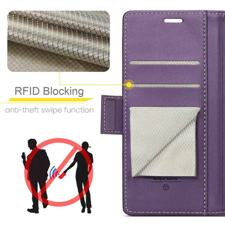 For iPhone 16 Pro Max CaseMe 023 Butterfly Buckle Litchi Texture RFID Anti-theft Leather Phone Case(Purple) - iPhone 16 Pro Max Cases by CaseMe | Online Shopping South Africa | PMC Jewellery | Buy Now Pay Later Mobicred