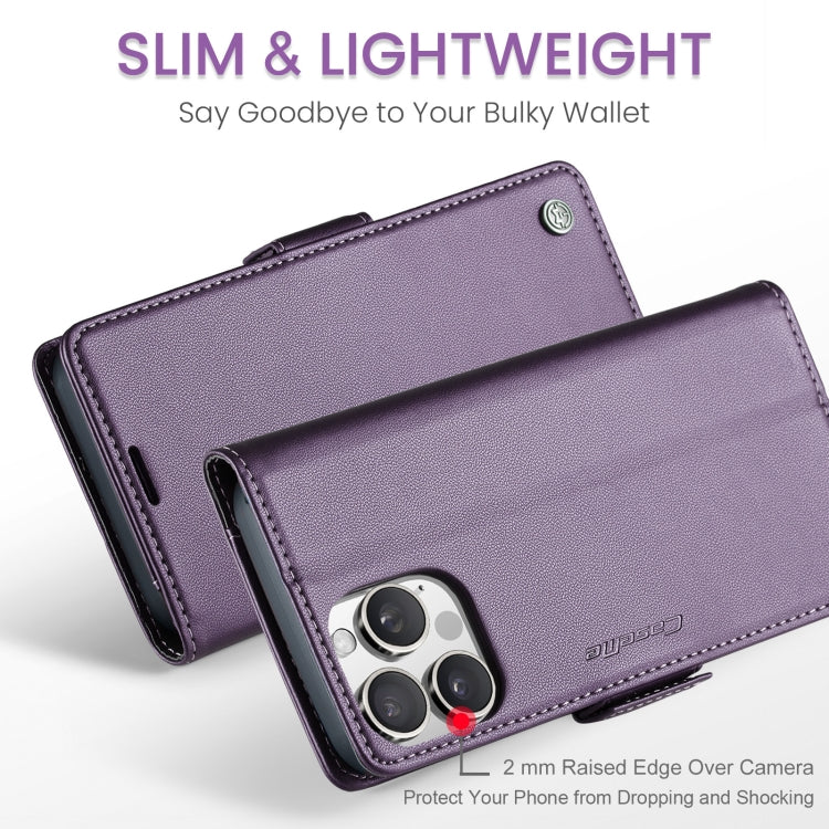 For iPhone 16 Pro Max CaseMe 023 Butterfly Buckle Litchi Texture RFID Anti-theft Leather Phone Case(Purple) - iPhone 16 Pro Max Cases by CaseMe | Online Shopping South Africa | PMC Jewellery | Buy Now Pay Later Mobicred