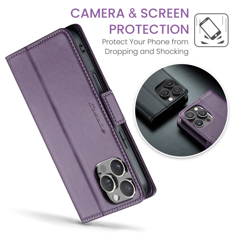 For iPhone 16 Pro Max CaseMe 023 Butterfly Buckle Litchi Texture RFID Anti-theft Leather Phone Case(Purple) - iPhone 16 Pro Max Cases by CaseMe | Online Shopping South Africa | PMC Jewellery | Buy Now Pay Later Mobicred