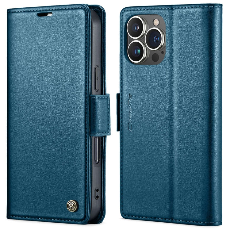 For iPhone 16 Pro Max CaseMe 023 Butterfly Buckle Litchi Texture RFID Anti-theft Leather Phone Case(Blue) - iPhone 16 Pro Max Cases by CaseMe | Online Shopping South Africa | PMC Jewellery | Buy Now Pay Later Mobicred