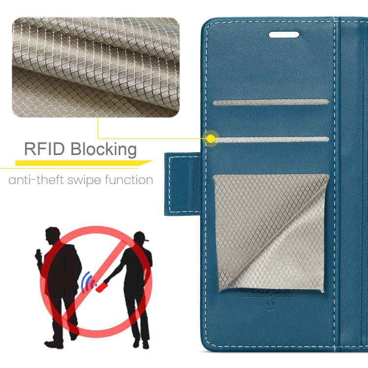 For iPhone 16 Pro CaseMe 023 Butterfly Buckle Litchi Texture RFID Anti-theft Leather Phone Case(Blue) - iPhone 16 Pro Cases by CaseMe | Online Shopping South Africa | PMC Jewellery | Buy Now Pay Later Mobicred