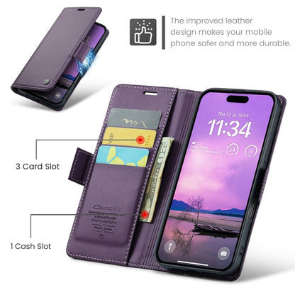 For iPhone 16 CaseMe 023 Butterfly Buckle Litchi Texture RFID Anti-theft Leather Phone Case(Purple) - iPhone 16 Cases by CaseMe | Online Shopping South Africa | PMC Jewellery | Buy Now Pay Later Mobicred