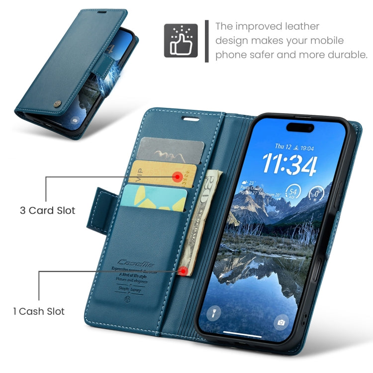 For iPhone 16 CaseMe 023 Butterfly Buckle Litchi Texture RFID Anti-theft Leather Phone Case(Blue) - iPhone 16 Cases by CaseMe | Online Shopping South Africa | PMC Jewellery | Buy Now Pay Later Mobicred