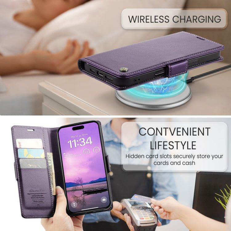 For iPhone 16 Plus CaseMe 023 Butterfly Buckle Litchi Texture RFID Anti-theft Leather Phone Case(Purple) - iPhone 16 Plus Cases by CaseMe | Online Shopping South Africa | PMC Jewellery | Buy Now Pay Later Mobicred