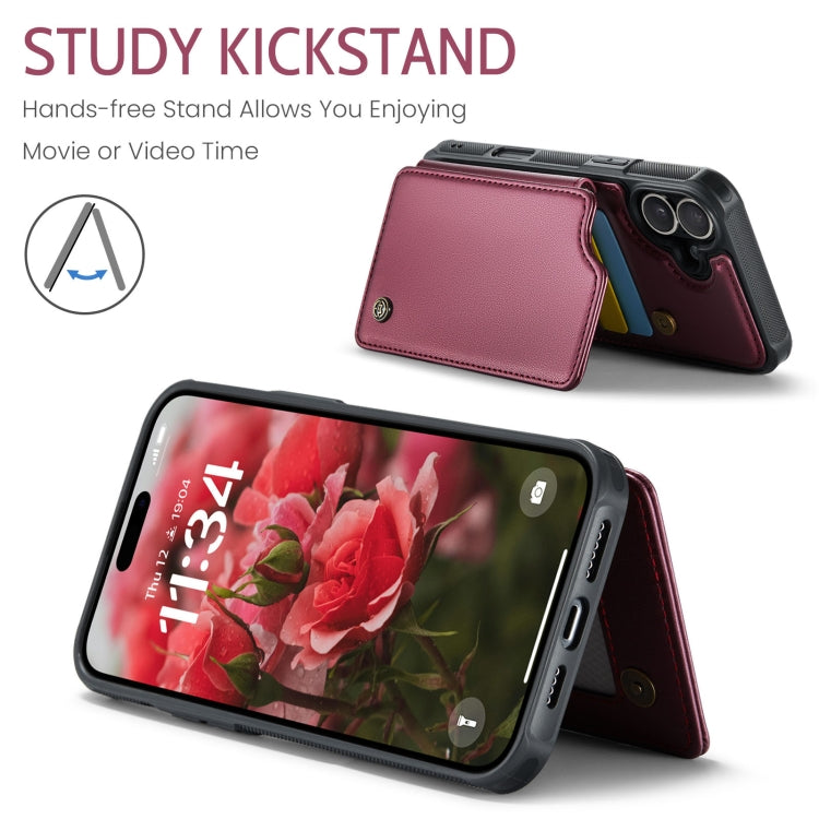 For iPhone 16 CaseMe C22 Card Slots Holder RFID Anti-theft Phone Case(Red) - free shipping - PMC Jewellery - Order now!