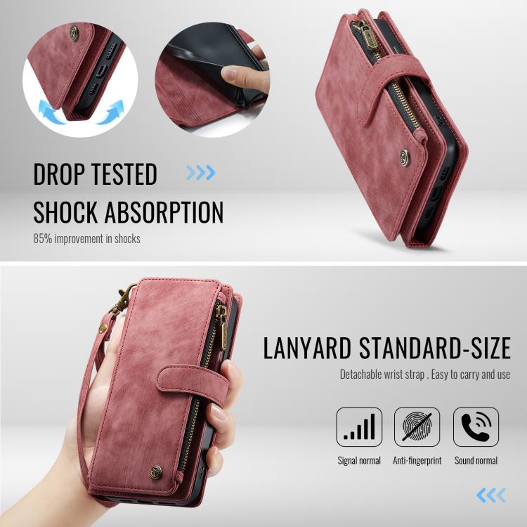 For iPhone 16e CaseMe C30 Card Slots Zipper Wallet Leather Phone Case(Red) - iPhone 16e Cases by CaseMe | Online Shopping South Africa | PMC TechLife | Buy Now Pay Later Mobicred
