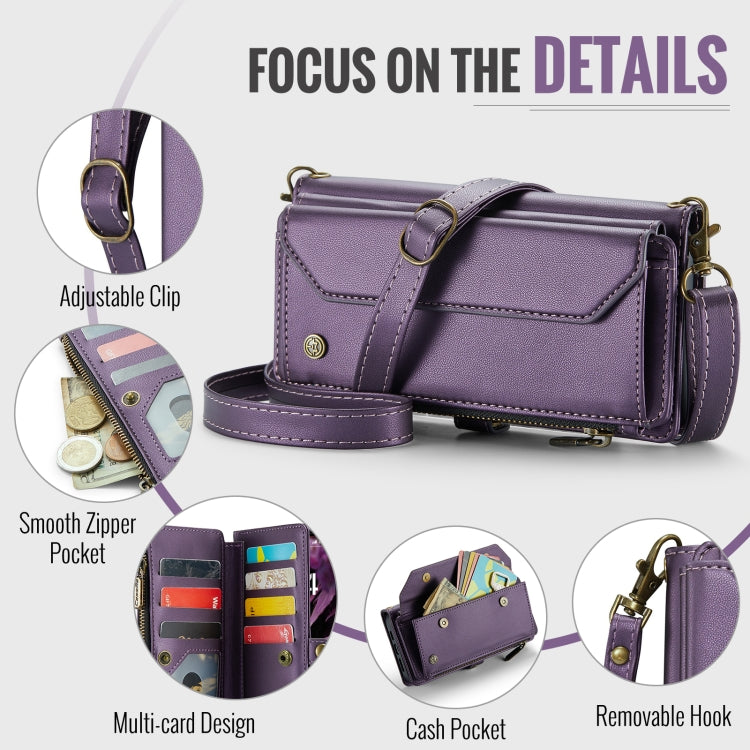 For iPhone 16 Plus CaseMe C36 Card Slots Zipper Wallet RFID Anti-theft Leather Phone Case(Purple) - iPhone 16 Plus Cases by CaseMe | Online Shopping South Africa | PMC Jewellery | Buy Now Pay Later Mobicred