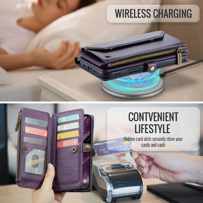 For iPhone 16 Plus CaseMe C36 Card Slots Zipper Wallet RFID Anti-theft Leather Phone Case(Purple) - iPhone 16 Plus Cases by CaseMe | Online Shopping South Africa | PMC Jewellery | Buy Now Pay Later Mobicred