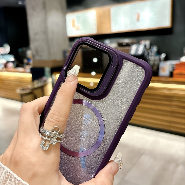 For iPhone 16 CD-grain Gradient Glitter Magsafe Acrylic Hybrid TPU Phone Case(Purple) - iPhone 16 Cases by PMC Jewellery | Online Shopping South Africa | PMC Jewellery | Buy Now Pay Later Mobicred