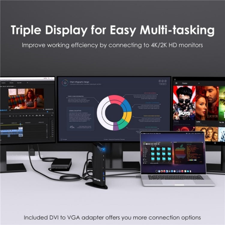 WAVLINK UG39PD1 13 in 1 Type-C Triple Monitors 4K HD Docking Station, Plug:EU Plug - free shipping - PMC TechLife - Order now!