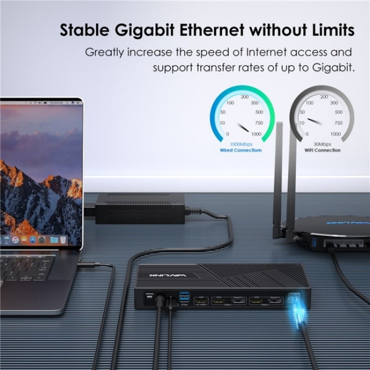 WAVLINK UG69PD25 Pro 100W PD Charging Triple 4K Display Laptop Docking Station, Plug:EU Plug - free shipping - PMc TechLife - Order now!