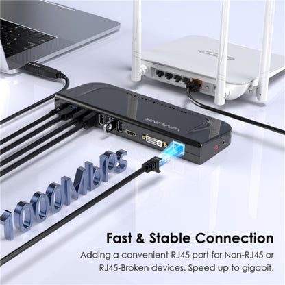 WAVLINK UG49DK4 Universal Laptop Docking Station Dual Monitor Supports DVI / HDMI / VGA(UK Plug) - USB 3.0 HUB by WAVLINK | Online Shopping South Africa | PMC Jewellery | Buy Now Pay Later Mobicred