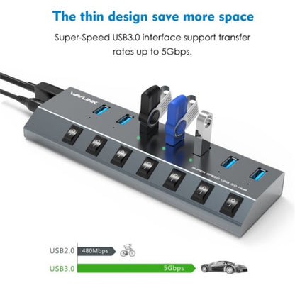 WAVLINK UH3076 5Gbps 7-port USB 3.0 Hub with Independent Switch and LED Indicator(AU Plug) - USB 3.0 HUB by WAVLINK | Online Shopping South Africa | PMC Jewellery | Buy Now Pay Later Mobicred