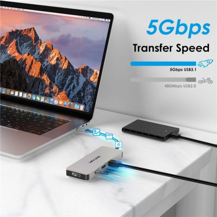 WAVLINK UHP3416 7-in-1 PD100W Charging SD / TF Card Reader 4K HD Type-C Docking Station(Grey) - free shipping - PMC Jewellery - Order now!