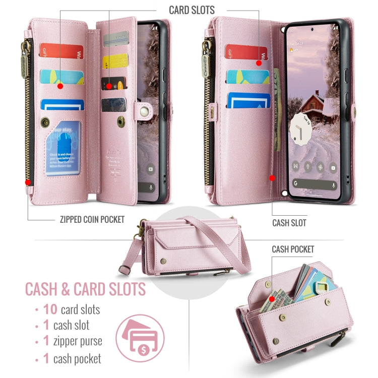 For Google Pixel 9 Pro XL CaseMe C36 Card Slots Zipper Wallet RFID Anti-theft Leather Phone Case(Pink) - Google Cases by CaseMe | Online Shopping South Africa | PMC Jewellery | Buy Now Pay Later Mobicred