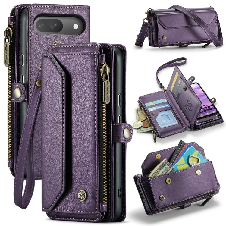 For Google Pixel 9 / 9 Pro CaseMe C36 Card Slots Zipper Wallet RFID Anti-theft Leather Phone Case(Purple) - Google Cases by CaseMe | Online Shopping South Africa | PMC Jewellery | Buy Now Pay Later Mobicred