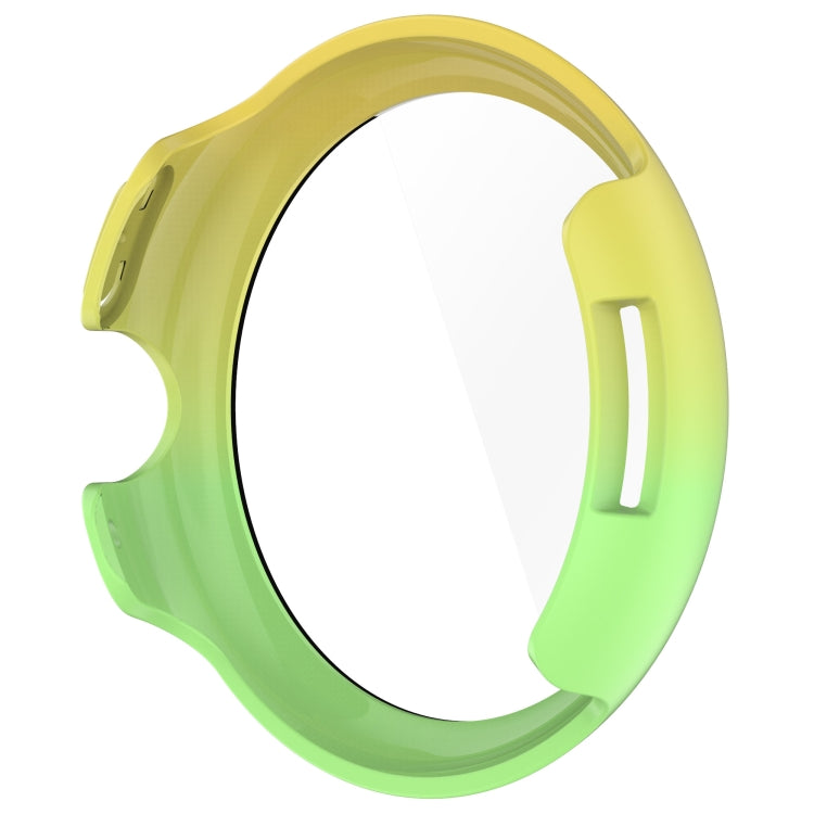 For Google Pixel Watch 3 41mm PC + Tempered Film Integrated Watch Protective Case(Yellow+Green) - Watch Cases by PMC TechLife | Online Shopping South Africa | PMC TechLife | Buy Now Pay Later Mobicred