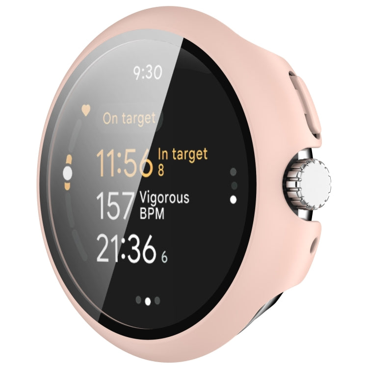 For Google Pixel Watch 3 41mm PC + Tempered Film Integrated Watch Protective Case(Pink) - Watch Cases by PMC TechLife | Online Shopping South Africa | PMC TechLife | Buy Now Pay Later Mobicred