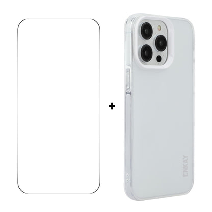 For iPhone 16 Pro ENKAY Hat-Prince Translucent Matte TPU Phone Case + 9H Big Arc Edge Film(White) - iPhone 16 Pro Cases by ENKAY | Online Shopping South Africa | PMC Jewellery | Buy Now Pay Later Mobicred