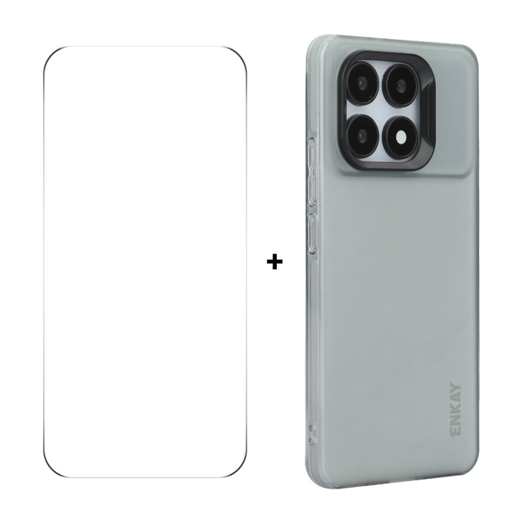 For Redmi K70 Ultra ENKAY Hat-Prince Translucent Matte TPU Soft Phone Case + 9H Big Arc Edge Film(Grey) - Xiaomi Cases by ENKAY | Online Shopping South Africa | PMC Jewellery | Buy Now Pay Later Mobicred