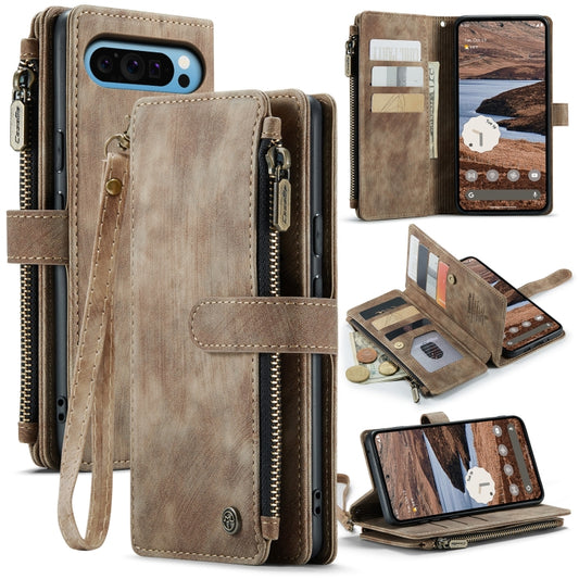 For Google Pixel 9 Pro XL CaseMe C30 Card Slots Zipper Wallet Leather Phone Case(Brown) - Google Cases by CaseMe | Online Shopping South Africa | PMC Jewellery | Buy Now Pay Later Mobicred