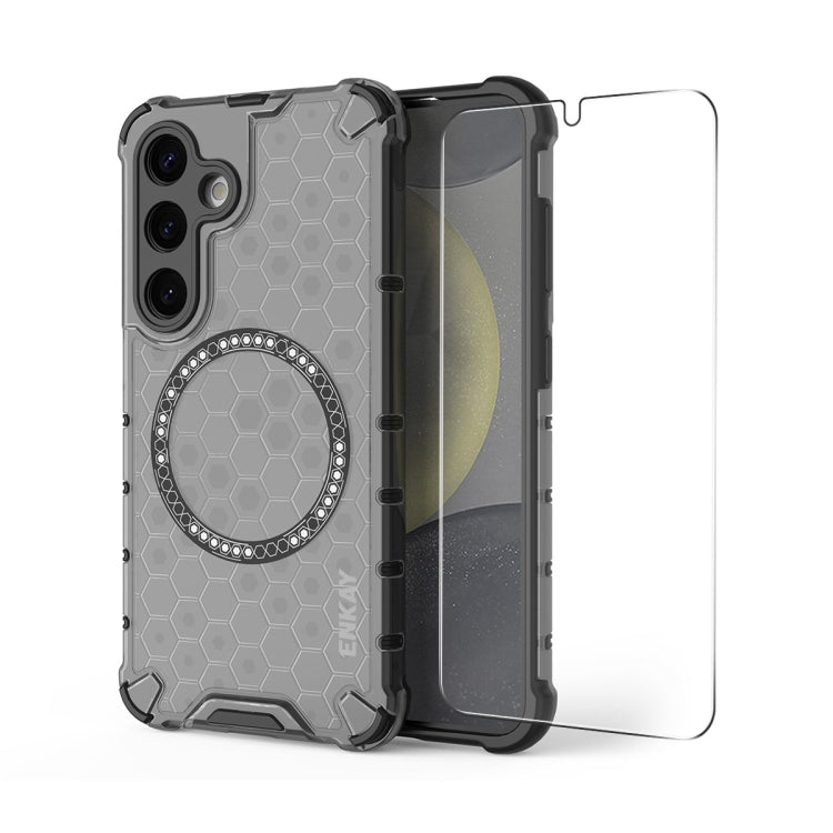 For Samsung Galaxy S24 5G ENKAY Hat-Prince Honeycomb MagSafe Shockproof Phone Case with 0.18mm Film(Grey) - Galaxy S24 5G Cases by ENKAY | Online Shopping South Africa | PMC Jewellery | Buy Now Pay Later Mobicred