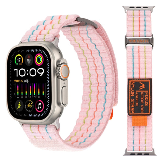 For Apple Watch Ultra 49mm Two Sections Nylon Hook and Loop Fastener Watch Band(Sakura Pink) - Watch Bands by PMC Jewellery | Online Shopping South Africa | PMC Jewellery | Buy Now Pay Later Mobicred