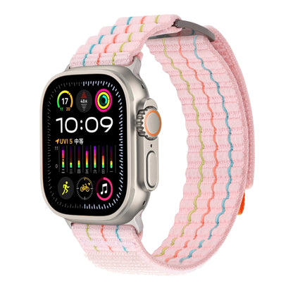 For Apple Watch Ultra 49mm Two Sections Nylon Hook and Loop Fastener Watch Band(Sakura Pink) - Watch Bands by PMC Jewellery | Online Shopping South Africa | PMC Jewellery | Buy Now Pay Later Mobicred