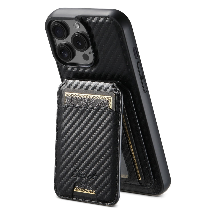 For iPhone 13 Pro Max Suteni TXWH18 Carbon Fiber Texture Detachable Wallet MagSafe Phone Case(Black) - iPhone 13 Pro Max Cases by Suteni | Online Shopping South Africa | PMC Jewellery | Buy Now Pay Later Mobicred