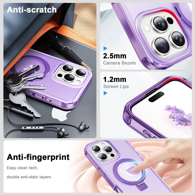 For iPhone 16 Pro Max Frosted Skin Feel MagSafe Holder 360 Full Body Phone Case(Purple) - iPhone 16 Pro Max Cases by PMC Jewellery | Online Shopping South Africa | PMC Jewellery | Buy Now Pay Later Mobicred