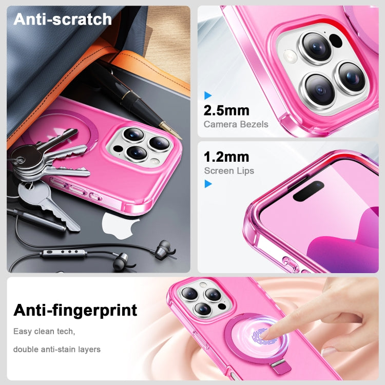 For iPhone 16 Pro Frosted Skin Feel MagSafe Holder 360 Full Body Phone Case(Rose Red) - iPhone 16 Pro Cases by PMC Jewellery | Online Shopping South Africa | PMC Jewellery | Buy Now Pay Later Mobicred